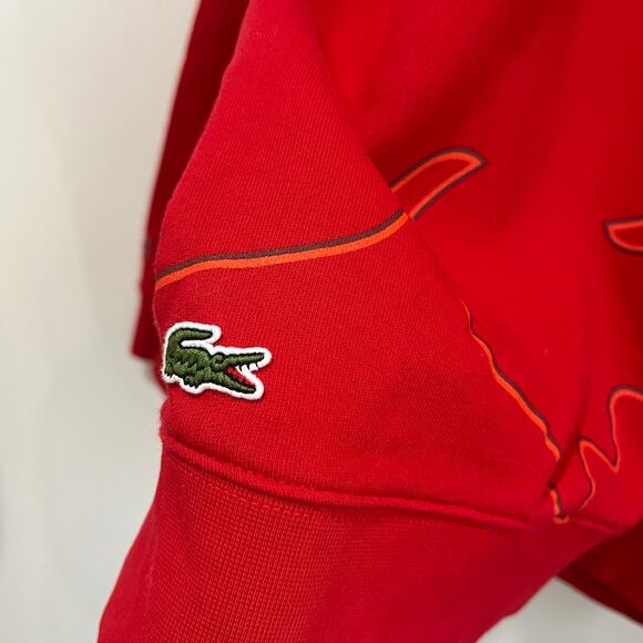 Lacoste Sport Red Sweatshirt M Men’s Crewneck Logo Graphic Athletic Streetwear - Picture 4 of 8
